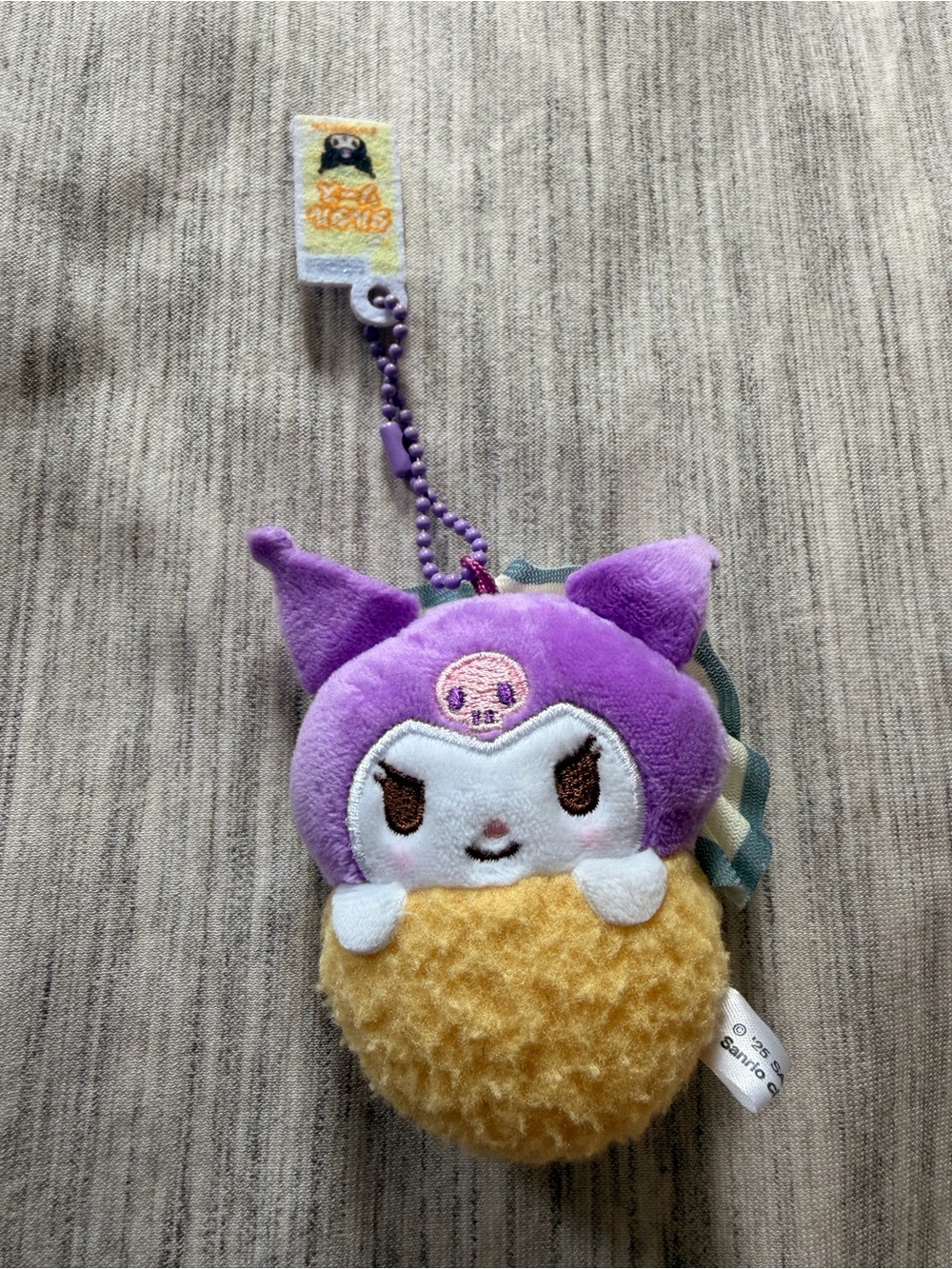 Sanrio Kuromi Plush Keychain - Purple and Yellow